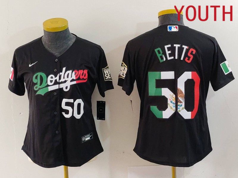 Youth Los Angeles Dodgers 50 Betts Black Fashion Nike 2024 MLB Jersey style 7241